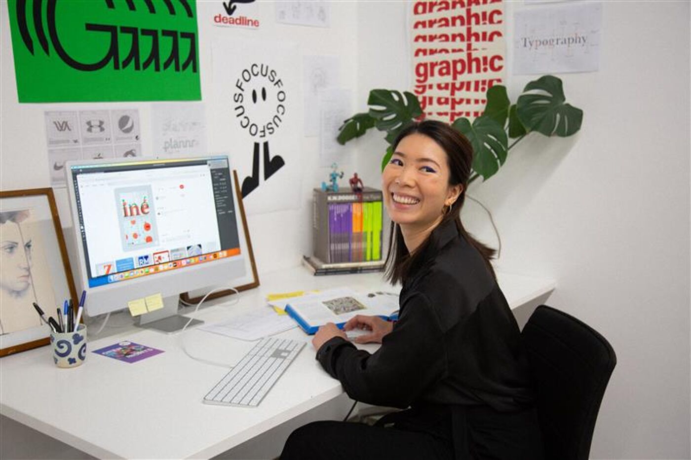 Graphic Designer Working in a Creative Studio