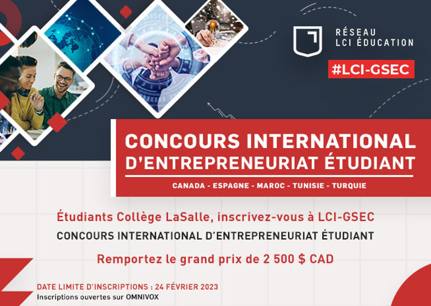 Publicité pour le Concours d'Entrepreneuriat Étudiant