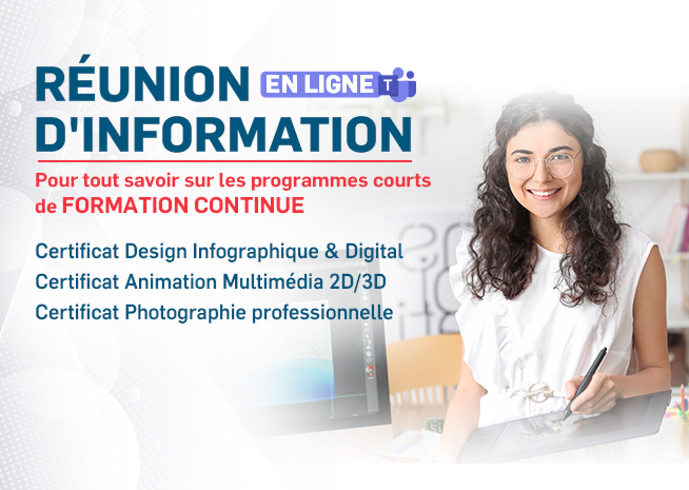 Publicité pour une réunion d'information en ligne