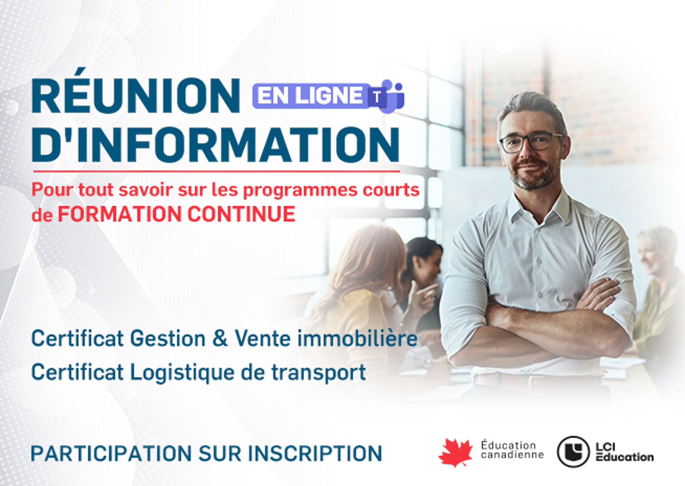 Publicité pour une réunion d'information en ligne