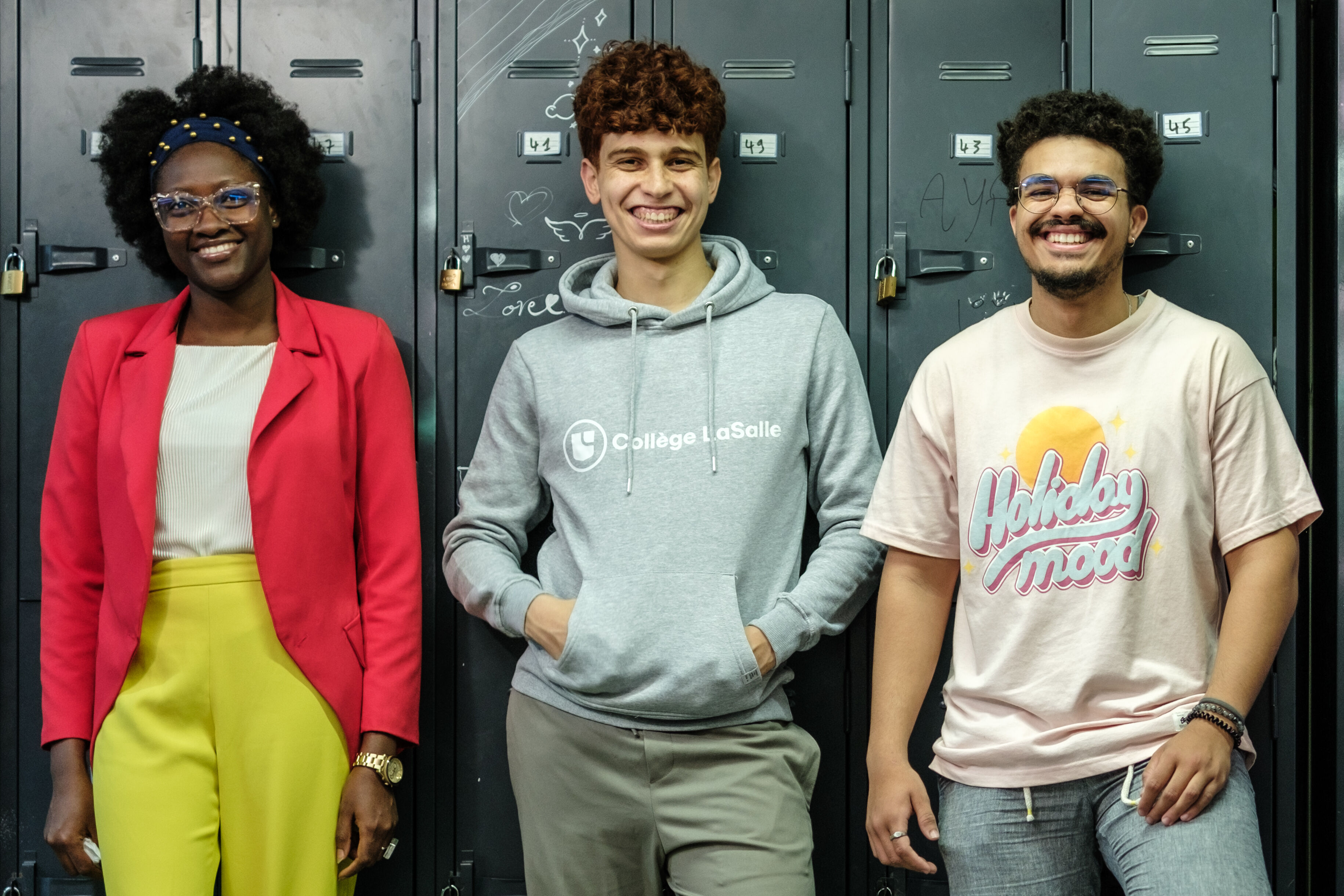 Students Smiling by Lockers