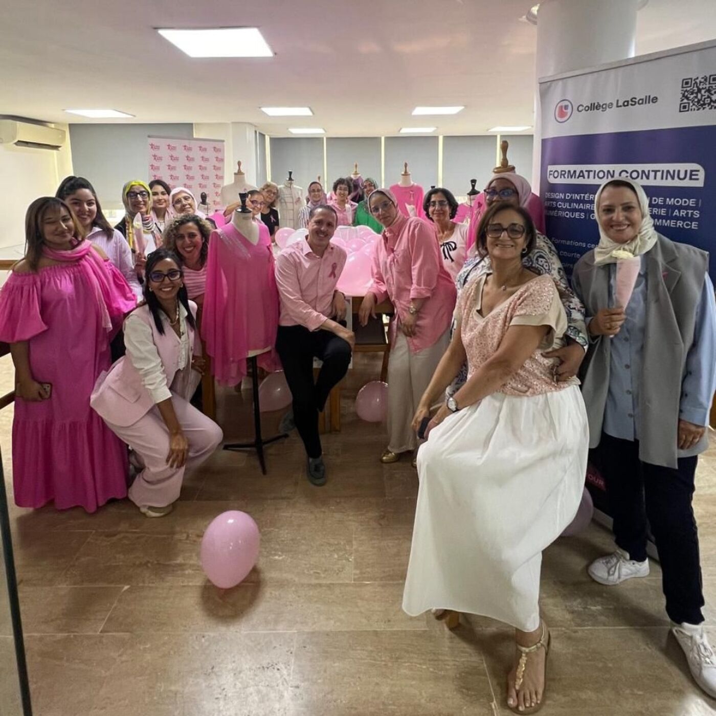 Group Celebration in Pink at Collège LaSalle