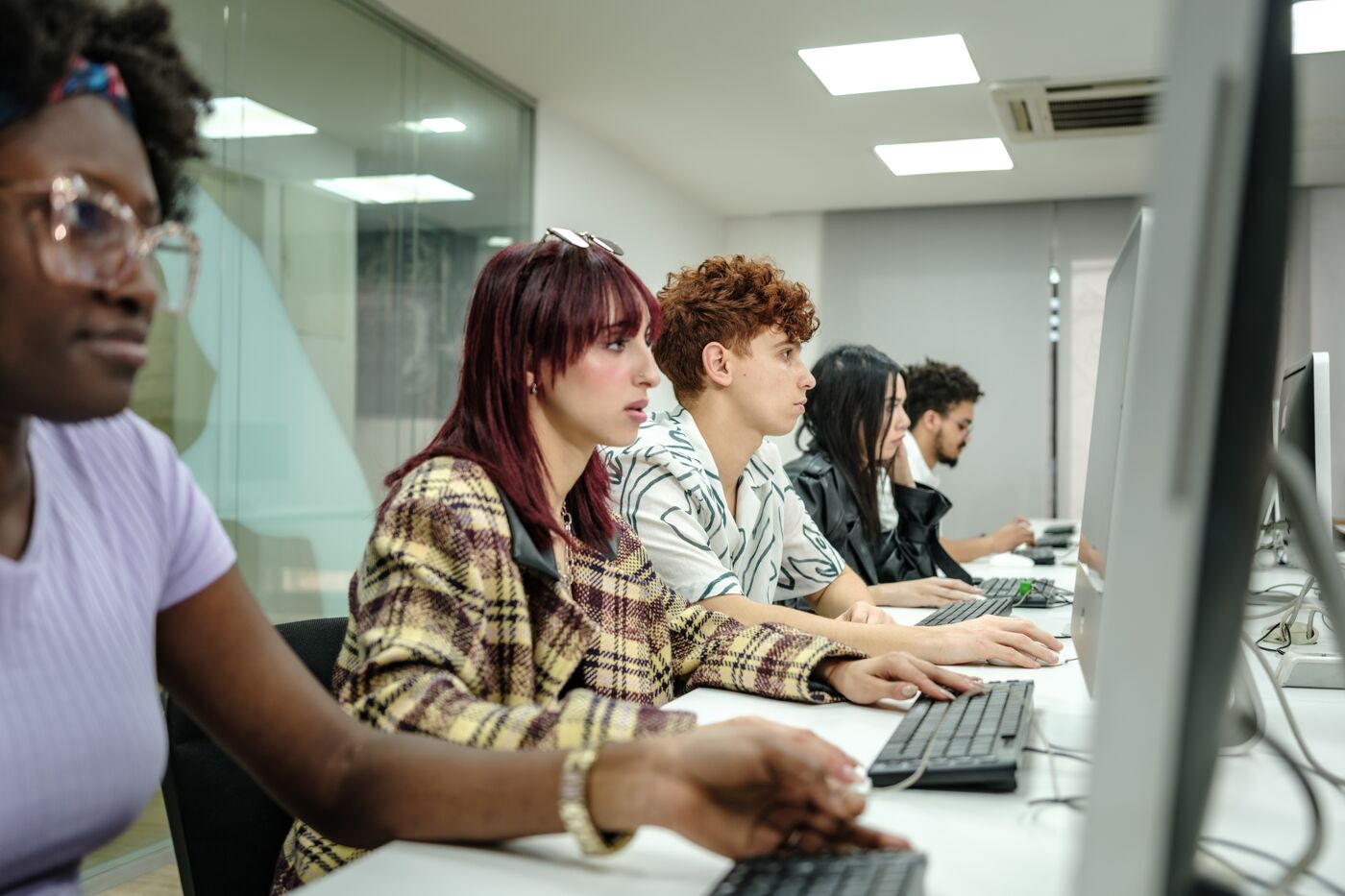 Professionals Focused on Computer Tasks