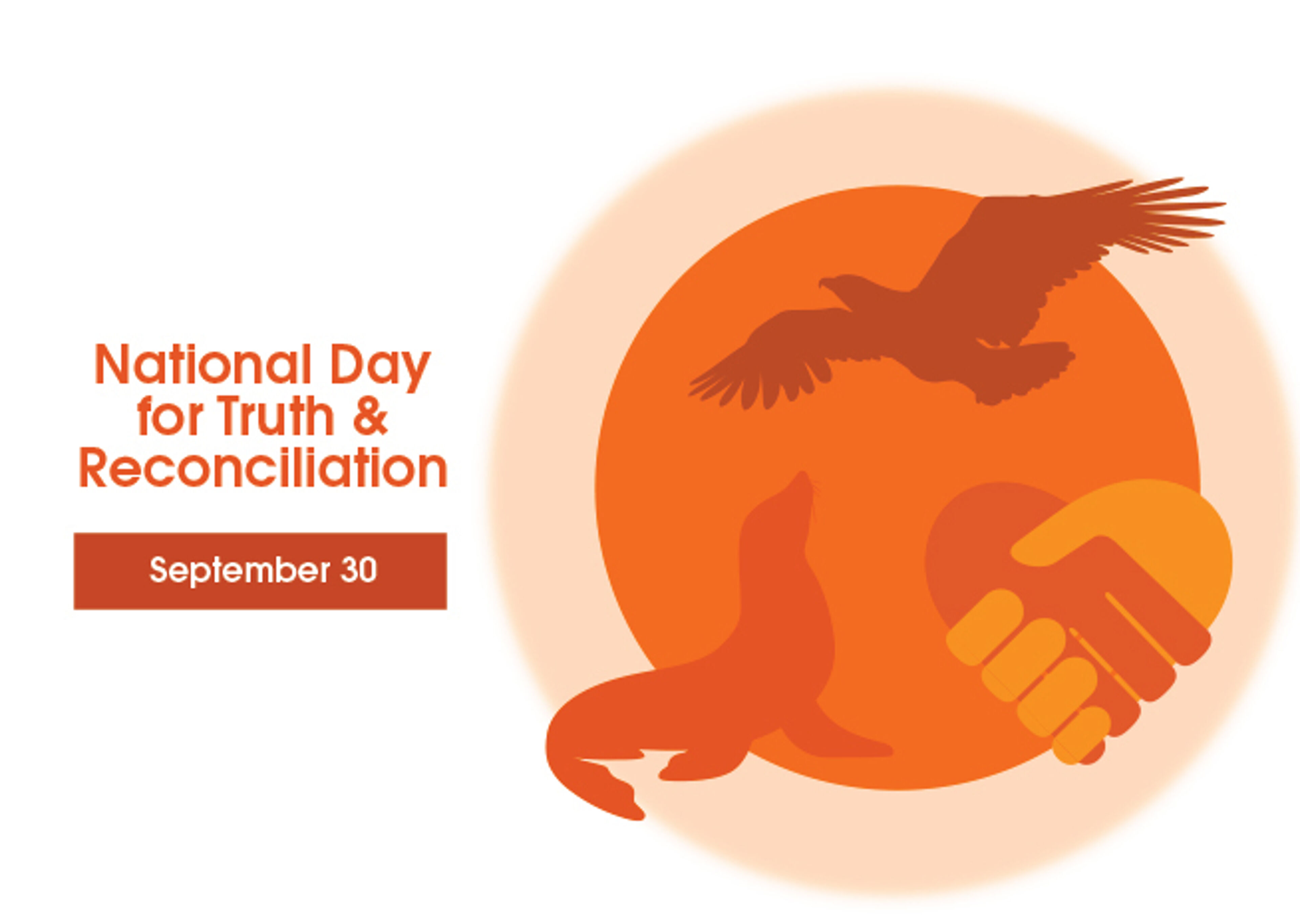 Commemorative image for the National Day for Truth & Reconciliation on September 30, featuring an eagle and a handshake.