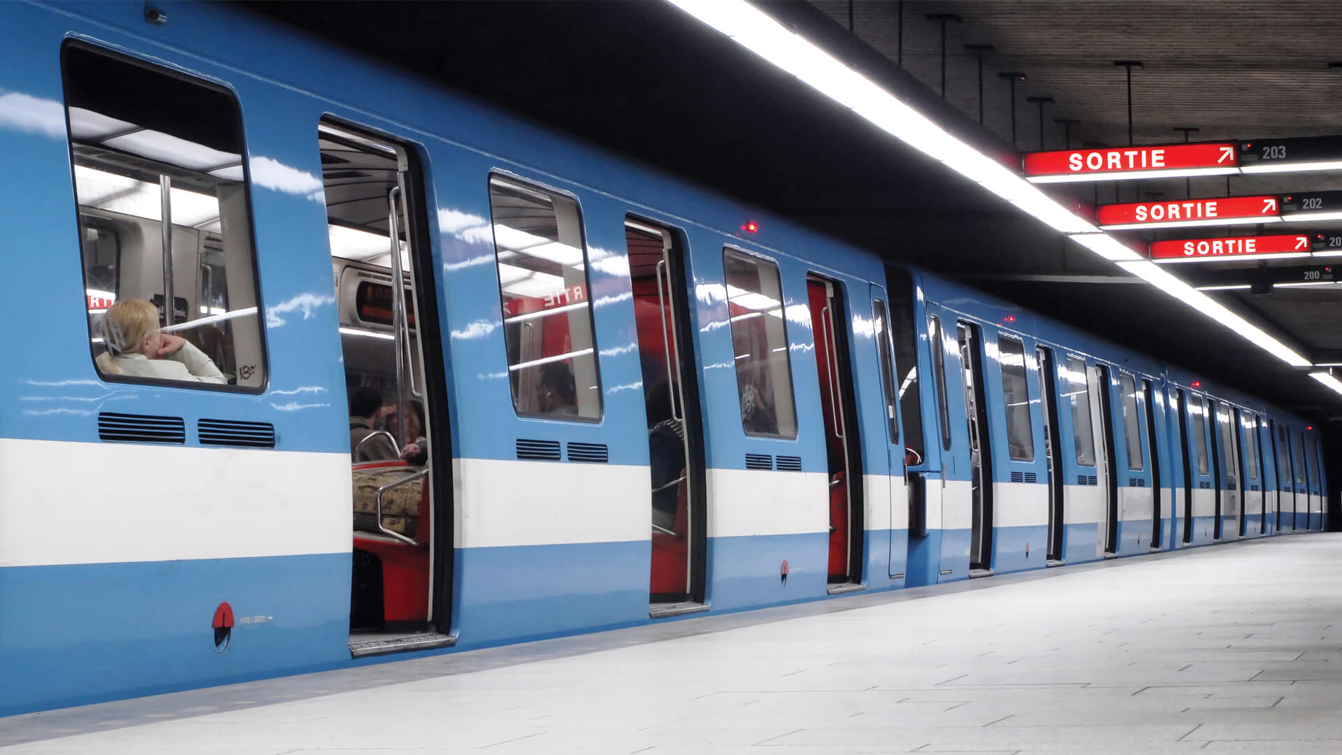 Blue Train at Underground Station