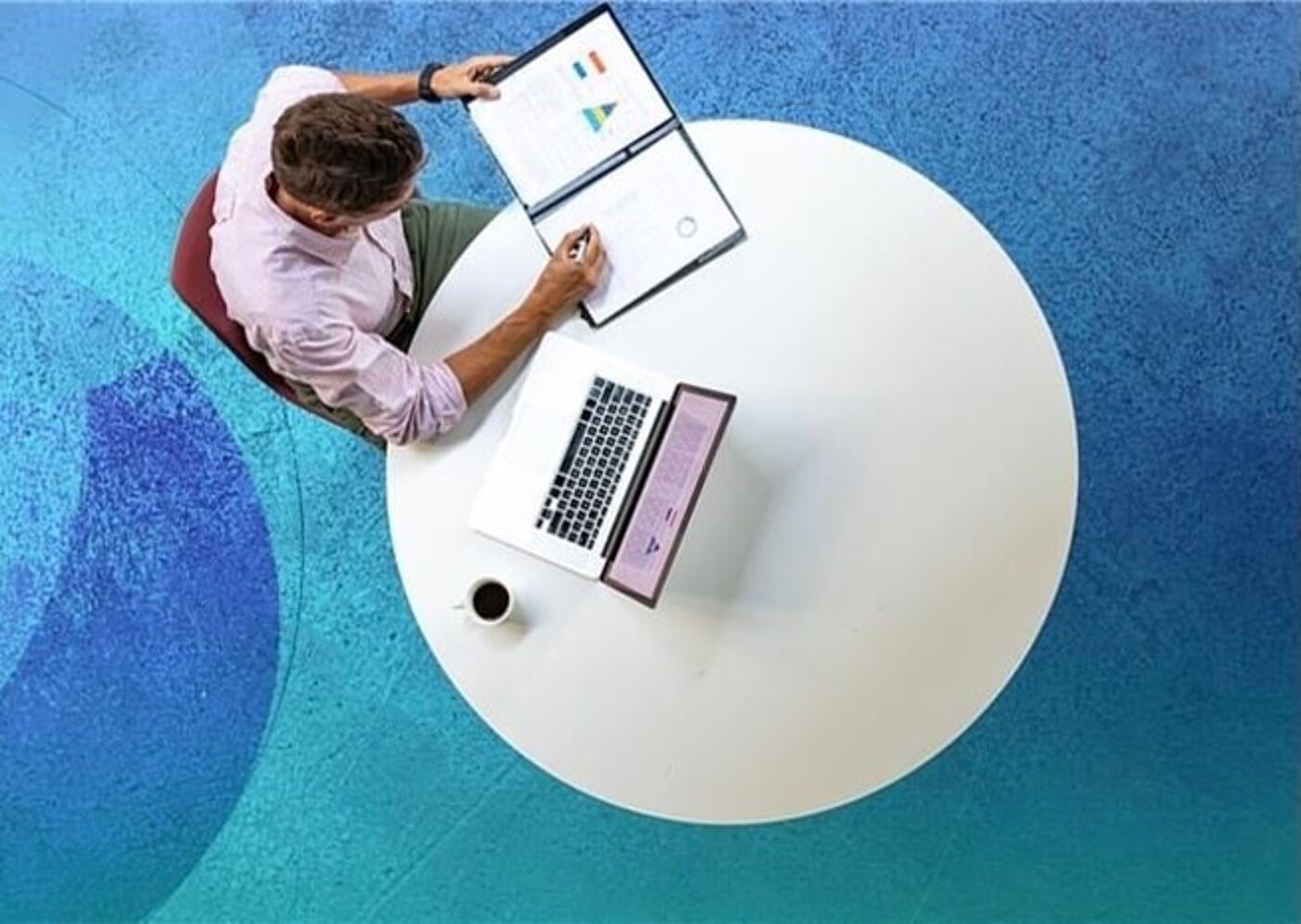 Overhead View of a Working Professional