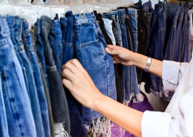 Achats de jeans en denim Achats de jeans en denim