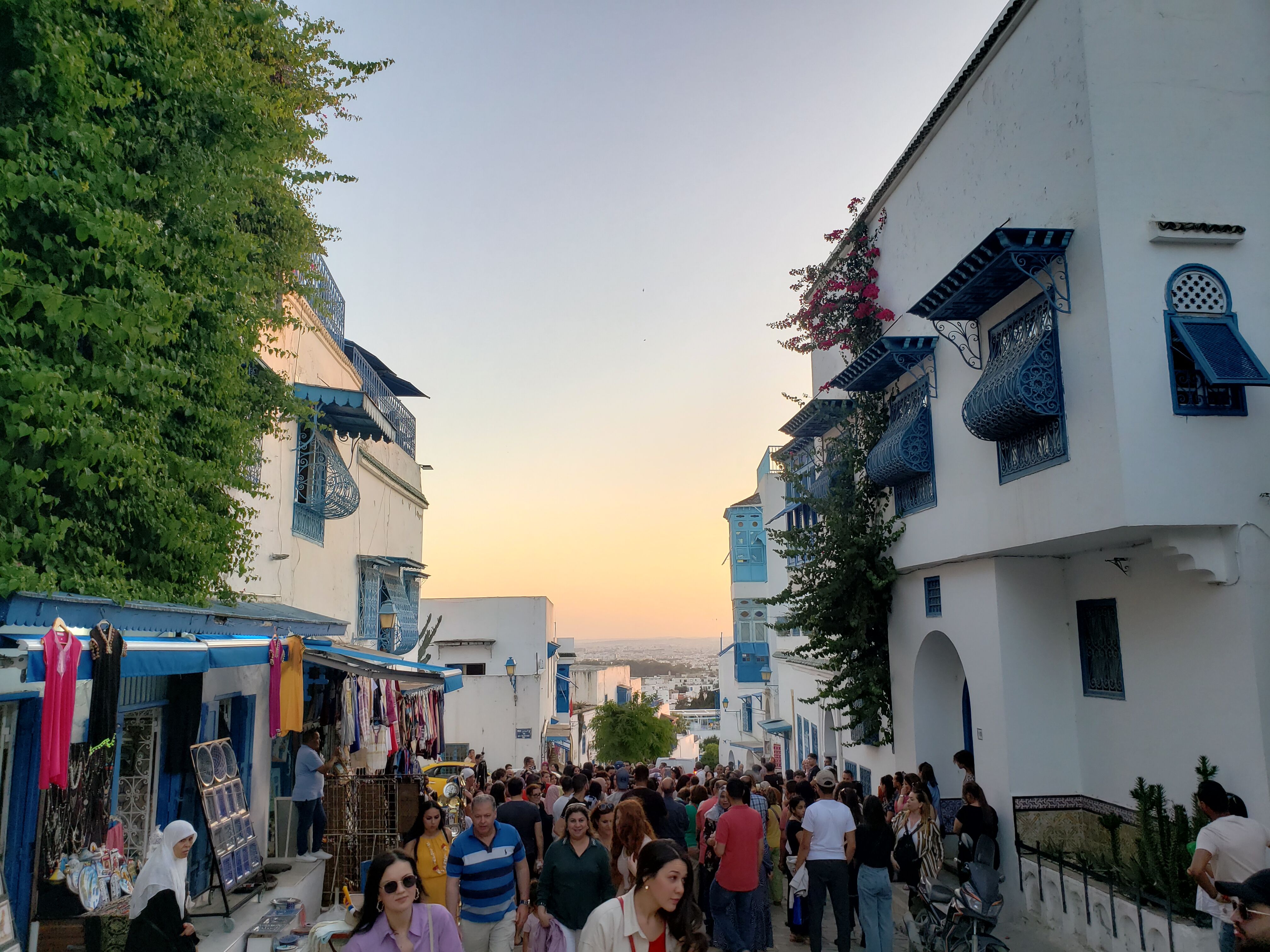 Bustling Market Street at Dusk