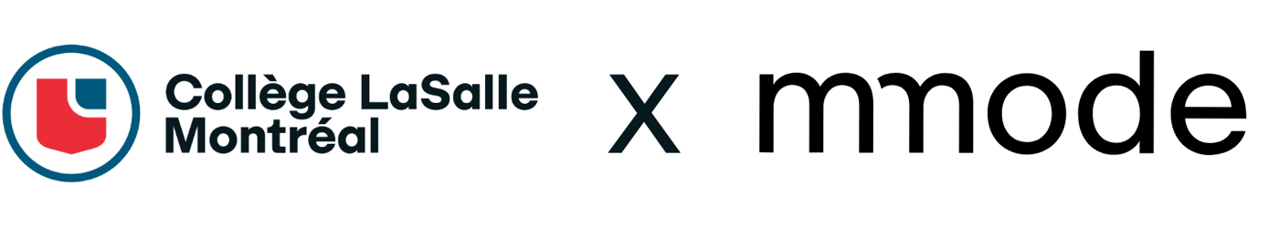 A logo for Collège LaSalle Montréal is shown next to a large "X" and the word "mmode" in a bold, sans-serif font.