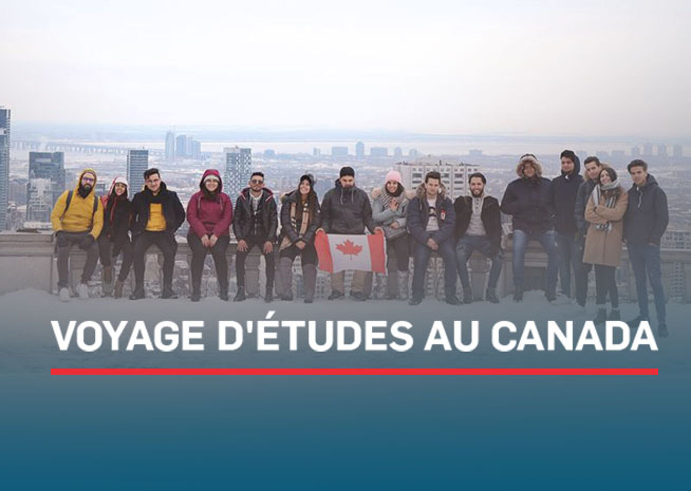 Photo de groupe de voyage d'études au Canada