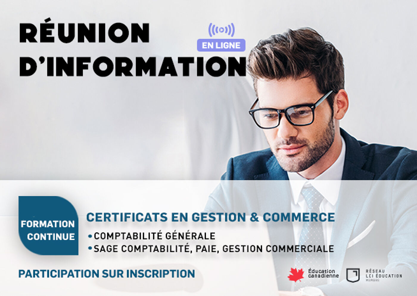Publicité pour cours de gestion d'entreprise