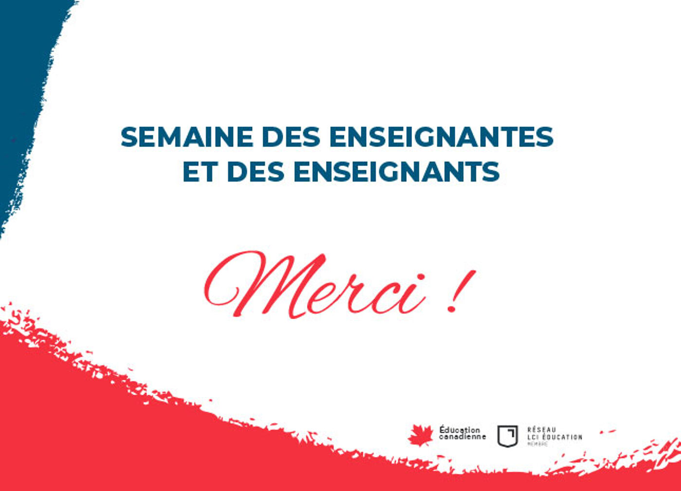 Remerciement pour la semaine de l'appréciation des enseignants