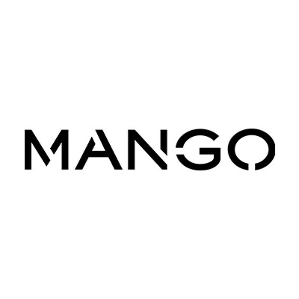 The logo features the word "MANGO" in uppercase black letters with a unique font design, placed centrally on a white background.