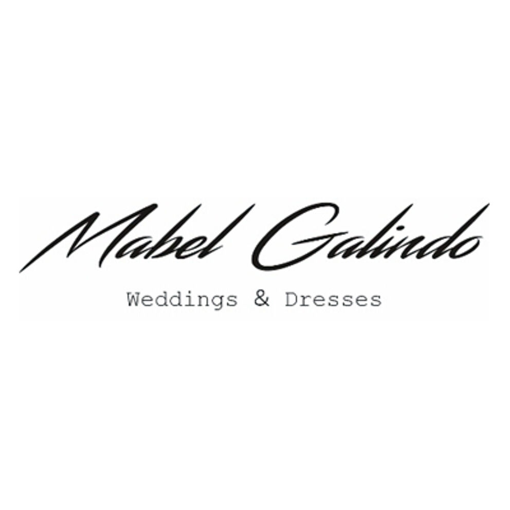 Elegant script logo of "Mabel Galindo Weddings & Dresses".