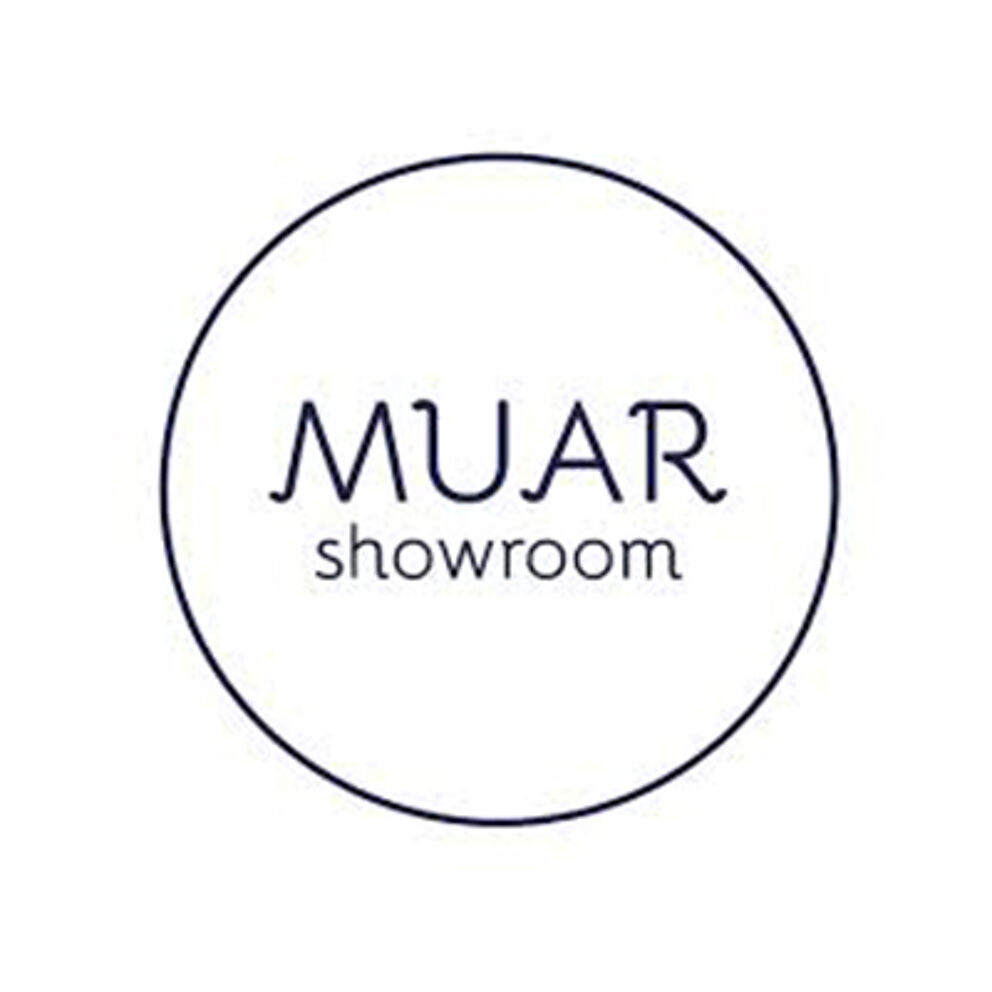 A minimalist logo featuring the acronym 'MUAR' above the word 'showroom', enclosed in a simple circle.