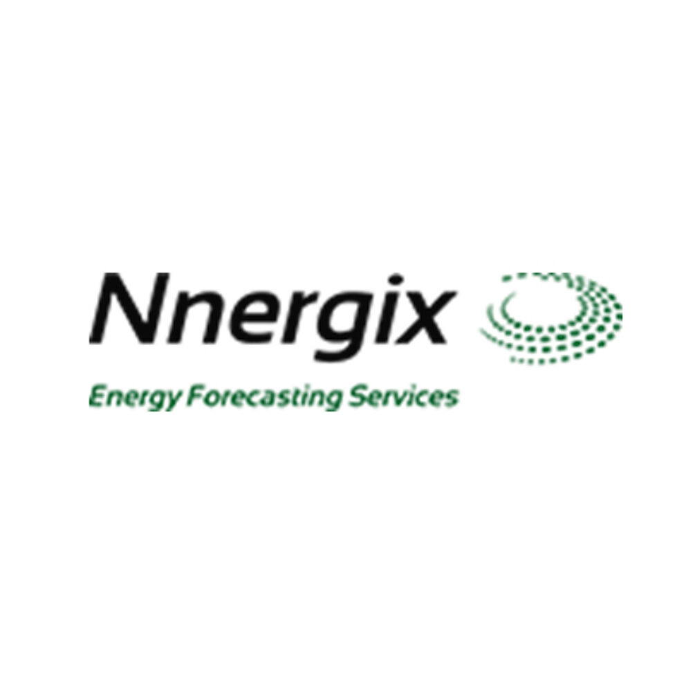 Logo of Nnergix, a company providing energy forecasting services, featuring stylized text and an abstract green swirl design.