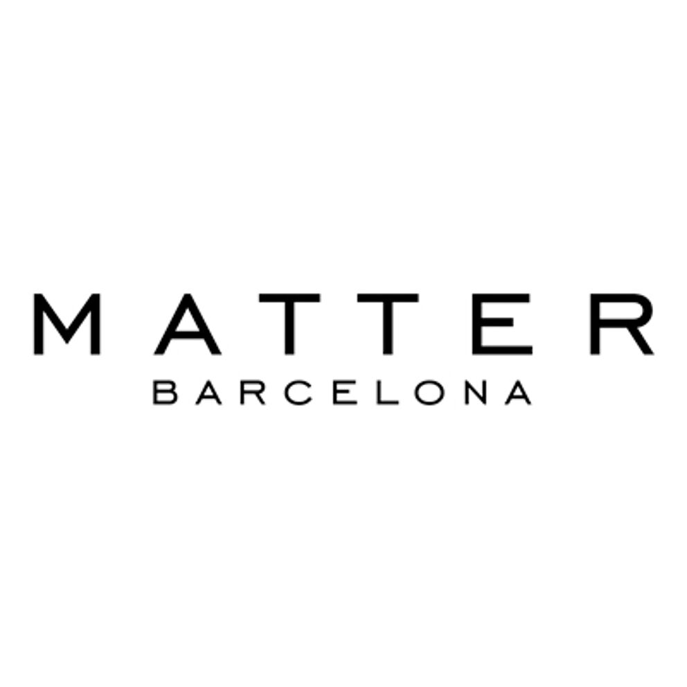 Black text logo of 'MATTER BARCELONA' with a modern sans-serif font, evenly spaced, on a white background.