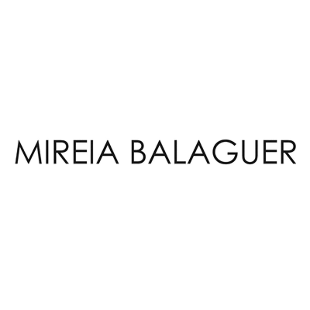 A plain white background featuring the name "MIREIA BALAGUER" in a classic black typeface.