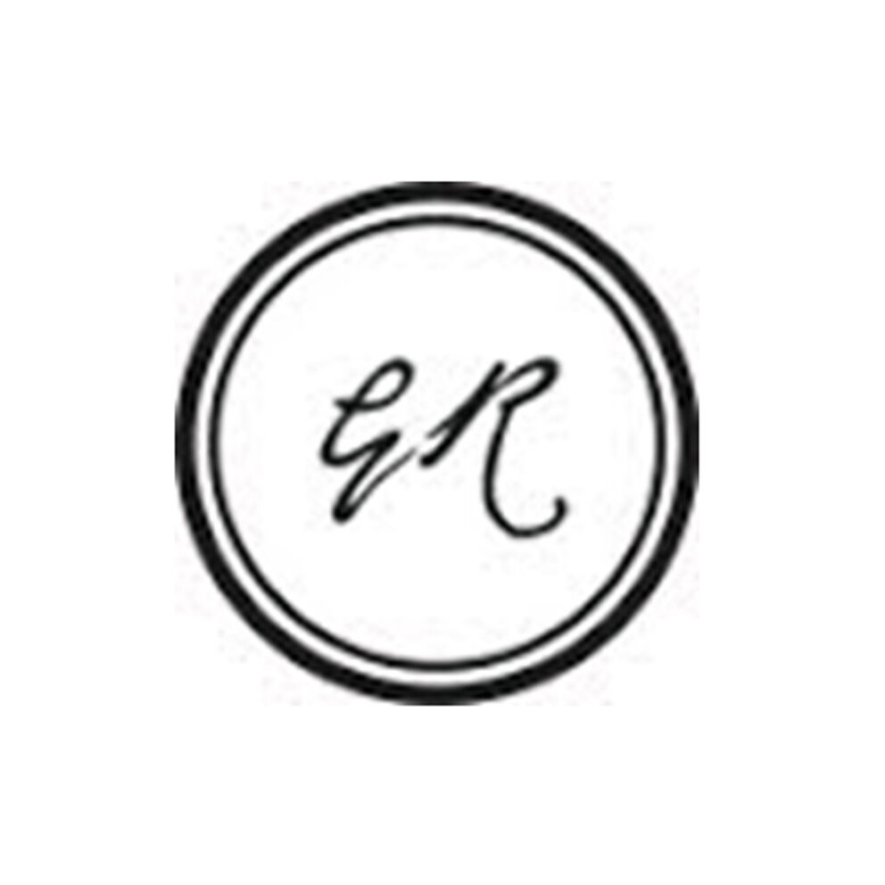 A stylized monogram composed of the letters "E" and "R" intertwined within a simple circular frame.