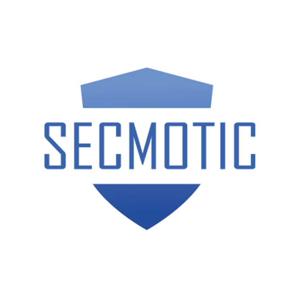 A logo featuring a blue shield with a white outline and the word "SECMOTIC" in bold, capitalized letters.