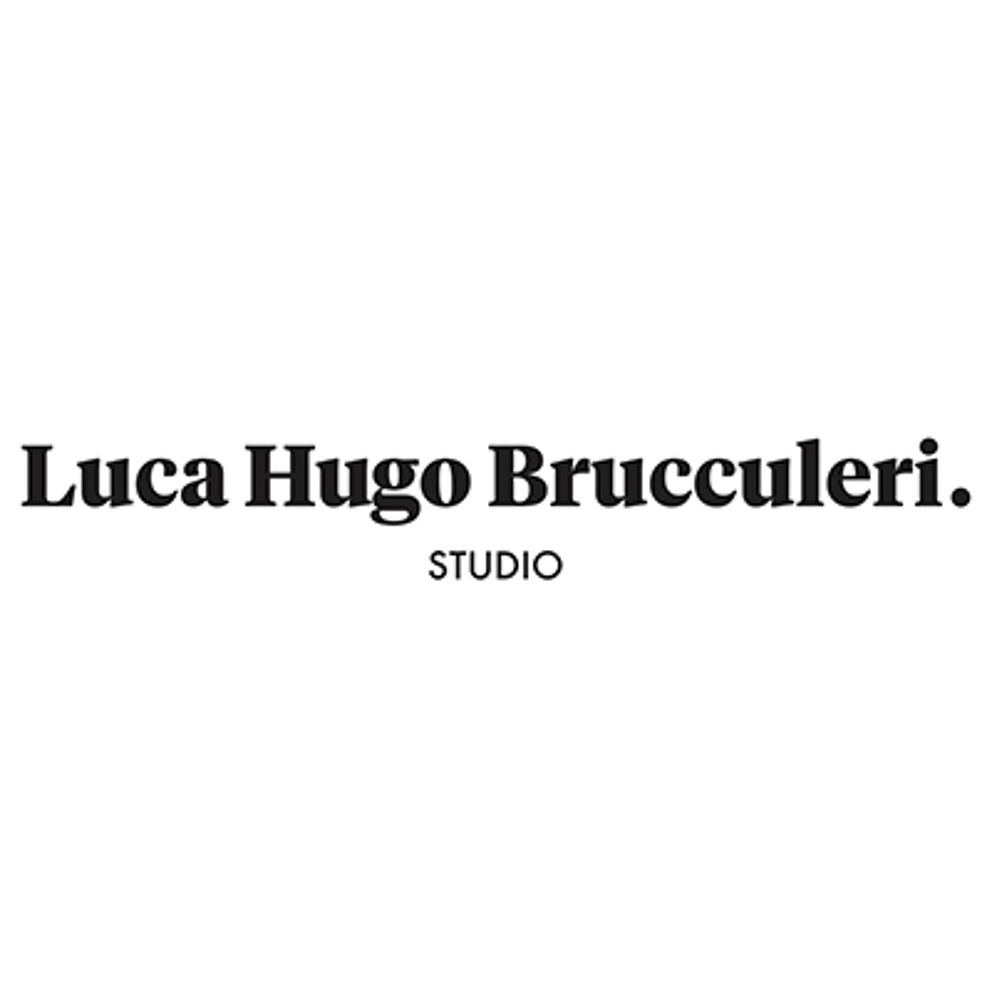 A minimalist logo featuring the name "Luca Hugo Brucculeri" in a serif font, with "STUDIO" beneath in a smaller, sans-serif font.