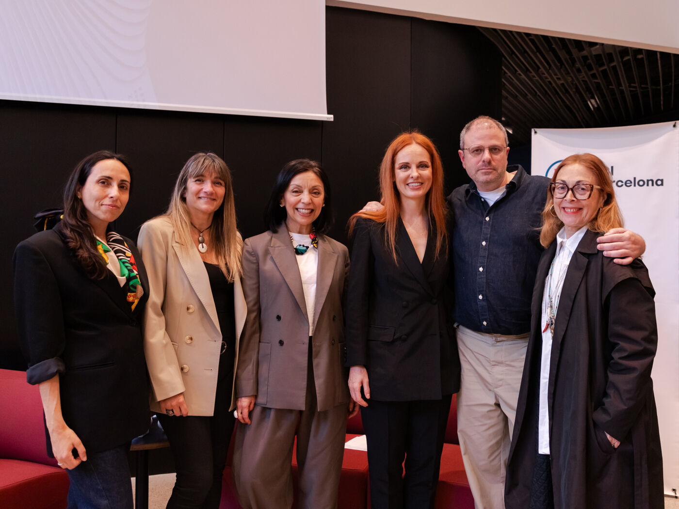 Award winner Ana Locking poses with members of the Felicidad Duce Award 2025 jury during the 7th BCN Fashion Symposium held at LCI Barcelona.