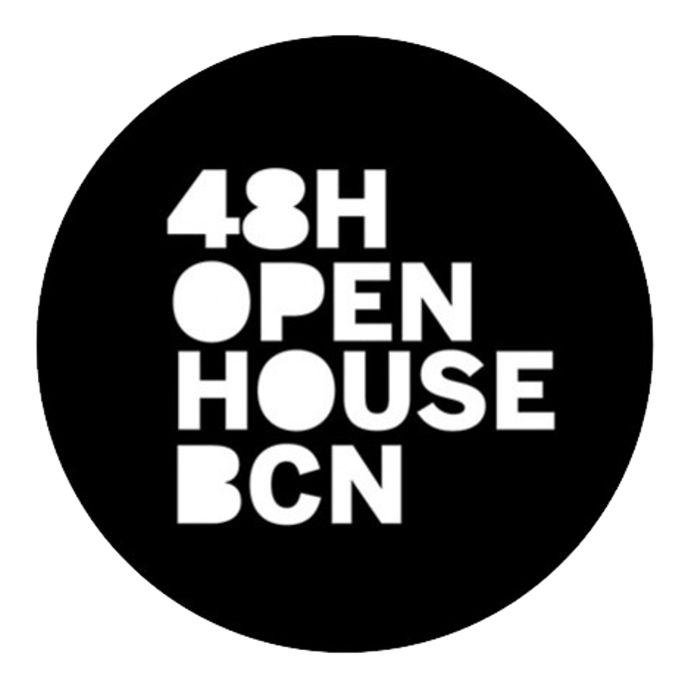 The image is a circular logo with a black background. In white text, it reads "48H OPEN HOUSE BCN". The text is stacked, with "48H" on top, "OPEN HOUSE" in the middle, and "BCN" at the bottom.