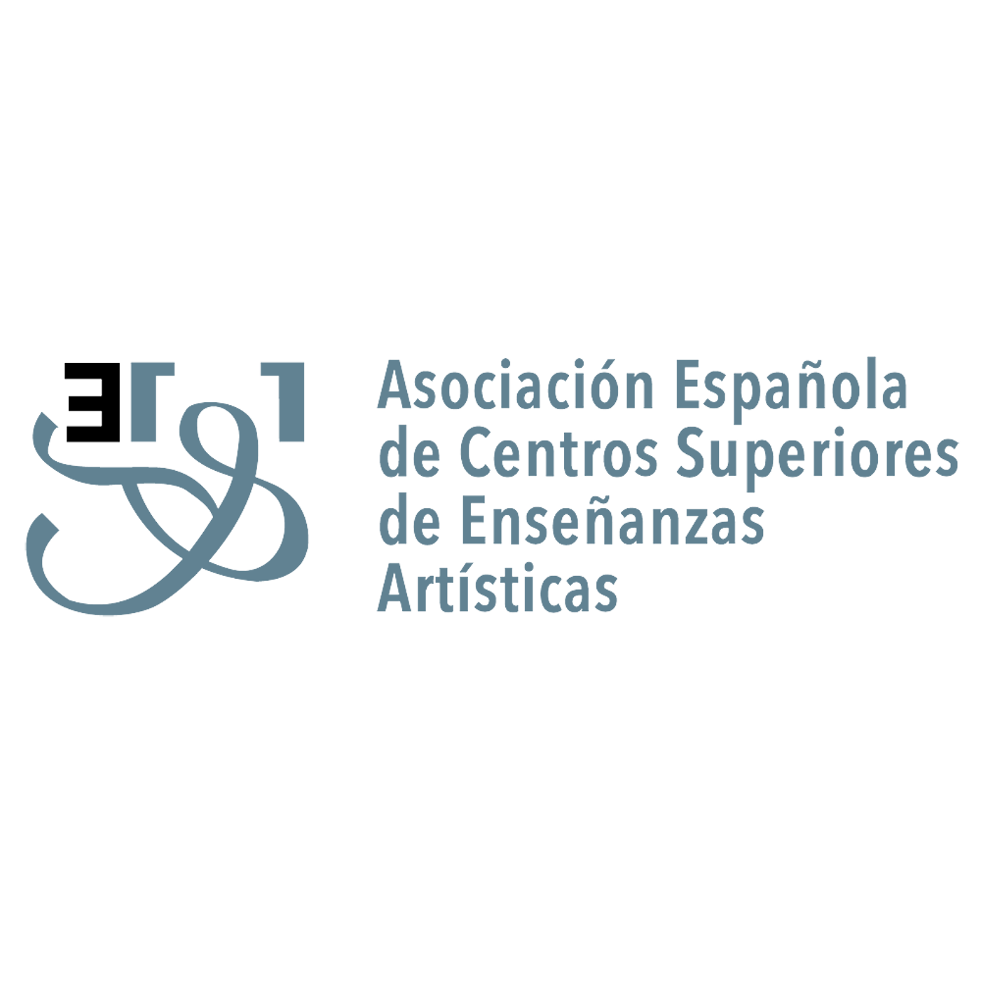 The image features the logo of the Asociación Española de Centros Superiores de Enseñanzas Artísticas. The logo includes stylized letters and text indicating the organization's name, which translates to the Spanish Association of Higher Centers of Artistic Education.