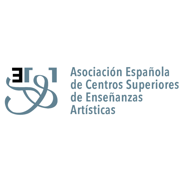The image features the logo of the Asociación Española de Centros Superiores de Enseñanzas Artísticas. The logo includes stylized letters and text indicating the organization's name, which translates to the Spanish Association of Higher Centers of Artistic Education.