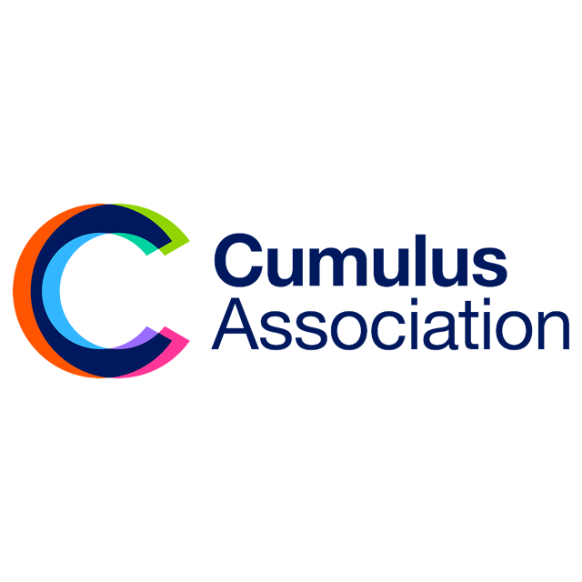 The image features the logo of Cumulus Association. The logo consists of a stylized letter C formed by overlapping colorful arcs, with the words "Cumulus Association" in blue to the right of the C.