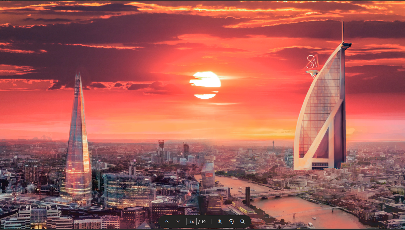 Futuristic London Skyline at Sunset