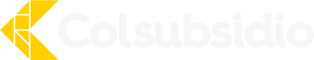 The image displays the logo of 'Colsubsidio'. It features a yellow arrow-like shape on the left and the white text 'Colsubsidio' on a black background.