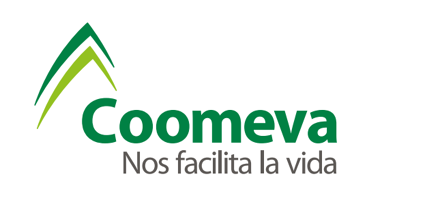 The image displays the Coomeva logo, which reads "Nos facilita la vida". The logo features an abstract green design next to the word "Coomeva" in green and "Nos facilita la vida" in gray.