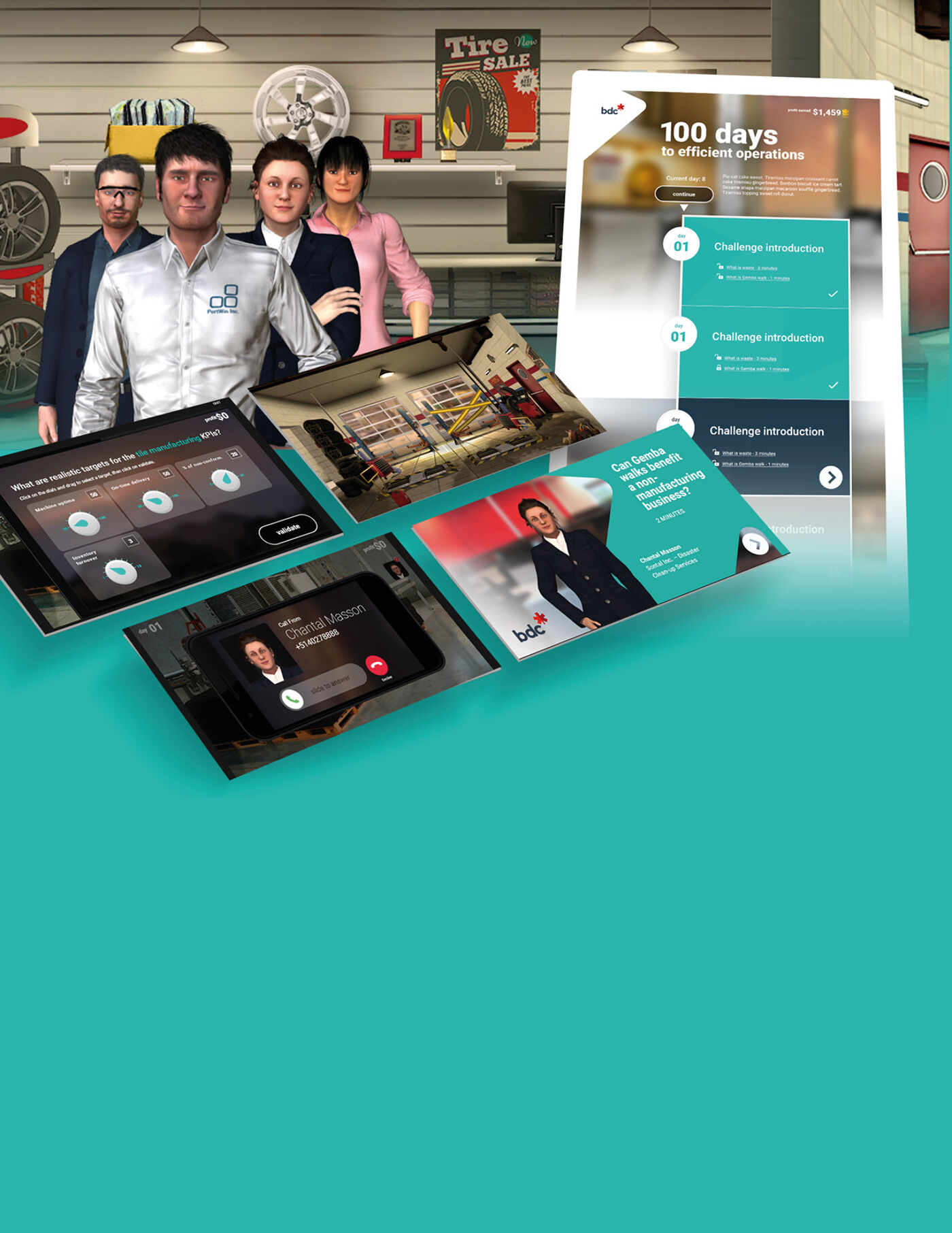 A collage showcasing interactive digital learning tools and team collaboration in a modern educational setting.
