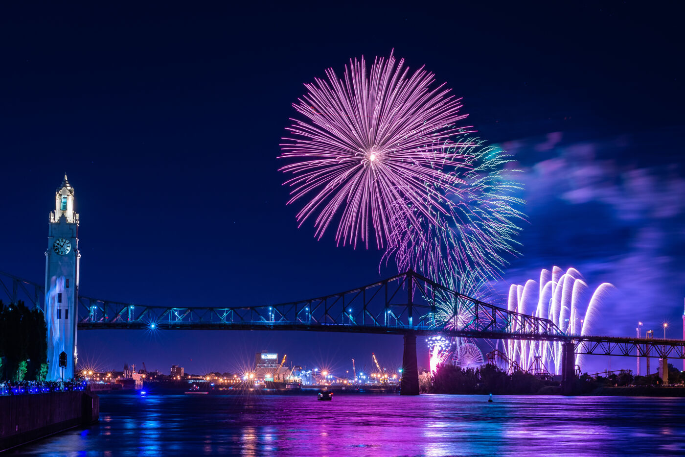 Fireworks display during international fireworks festival, Montreal.