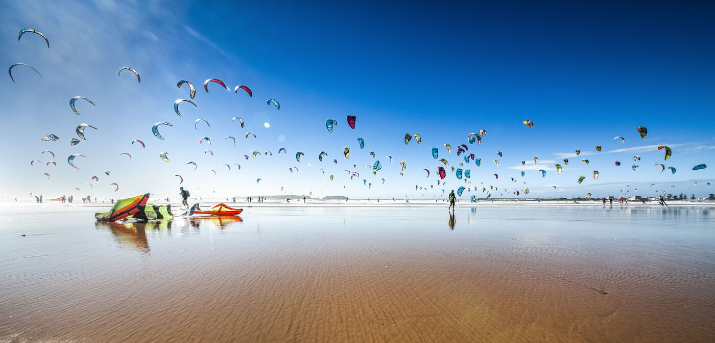   
Kite surfing at Essaouira Beach, Morocco