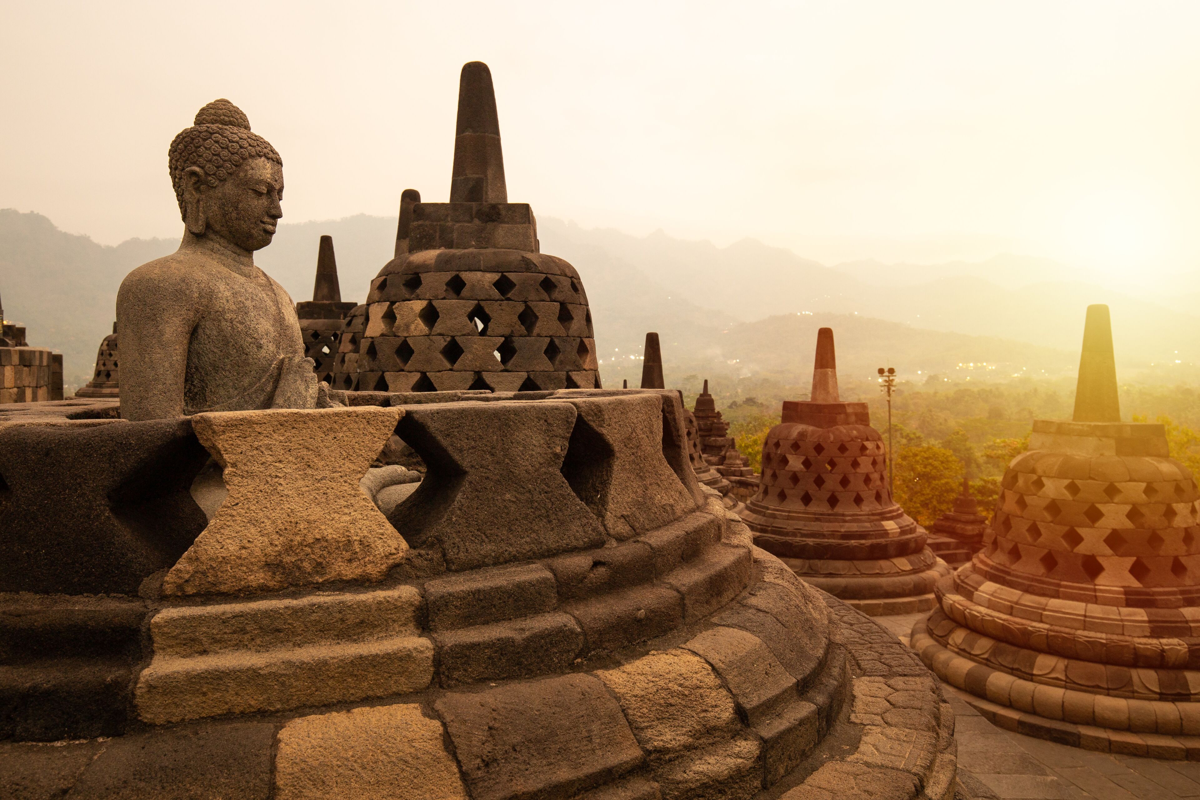 The ageless Borobudur temple is buddhist temple built in 9th century. One of the world's wonder, listed as UNESCO world heritage site.