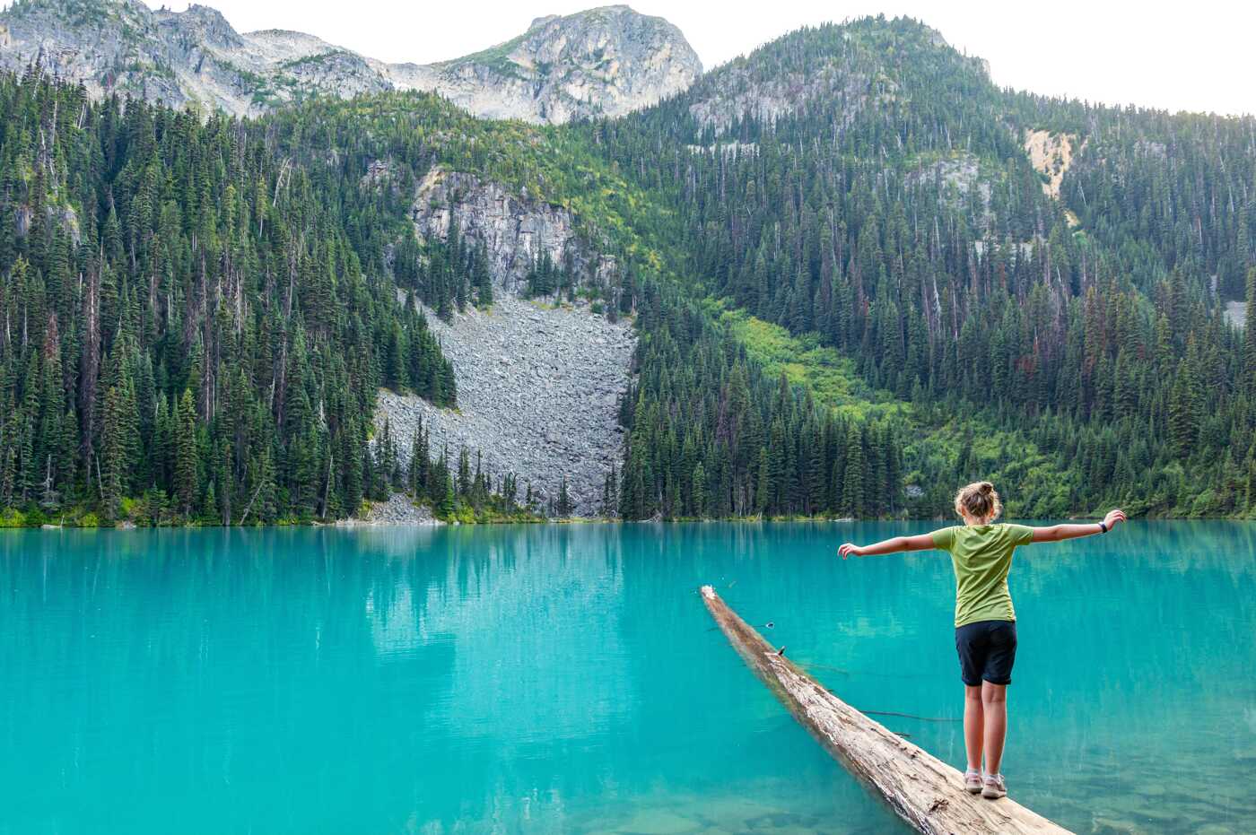 Embracing Nature at a Mountain Lake