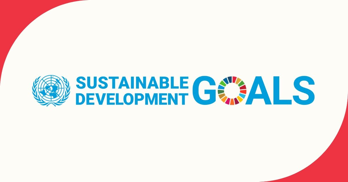 A graphic banner featuring the United Nations emblem next to the colorful wheel of Sustainable Development Goals symbols, emphasizing global development priorities.