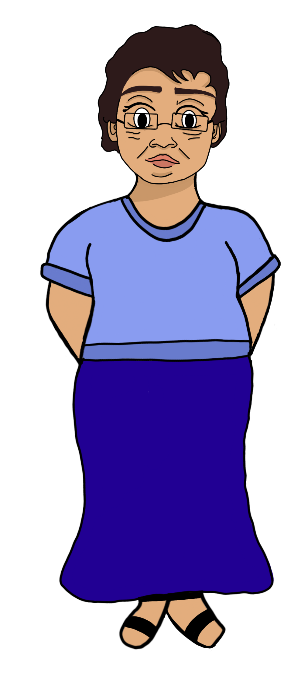 Cartoon Woman in Casual Attire