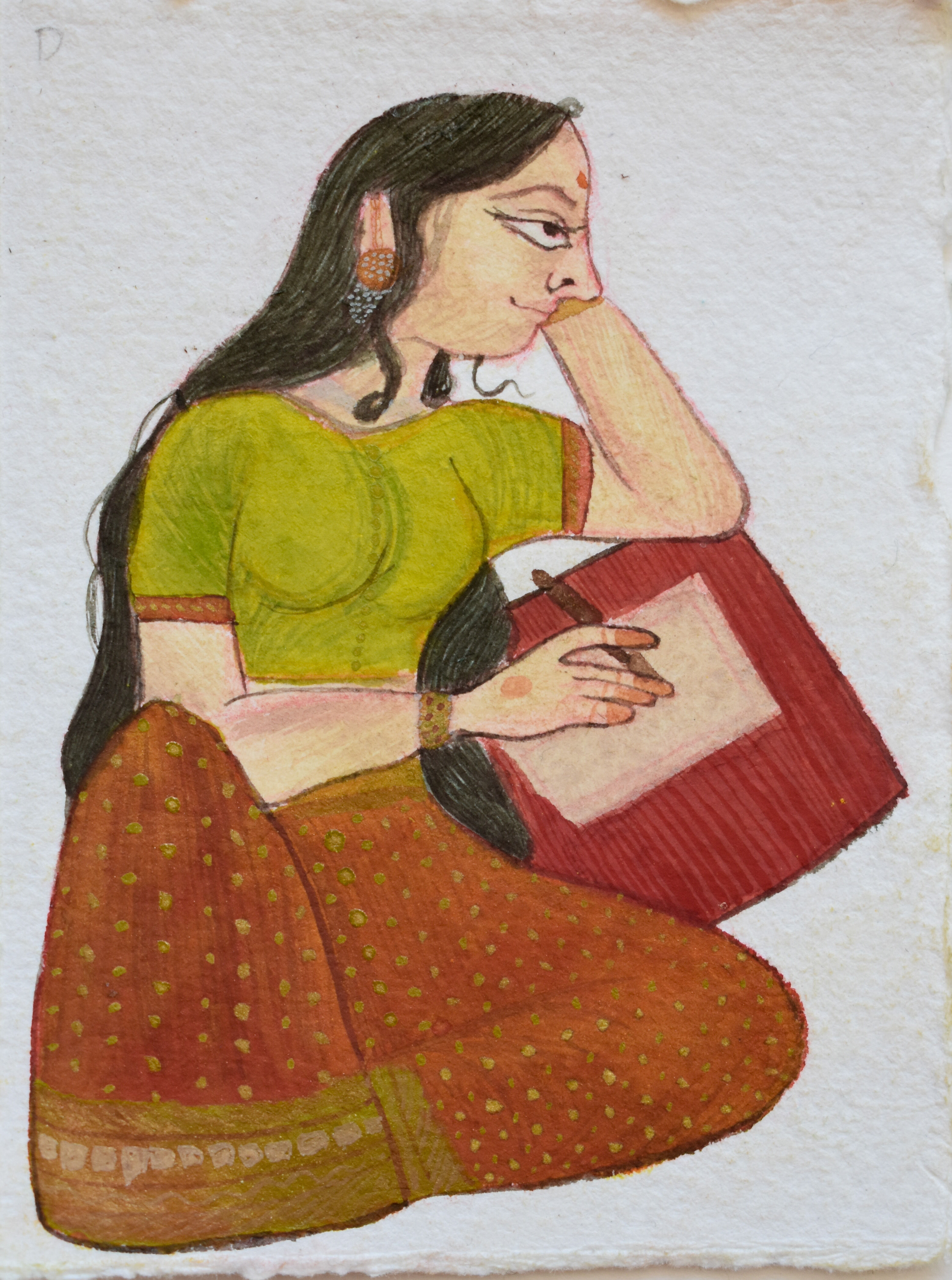 Contemplative Woman in Traditional Attire