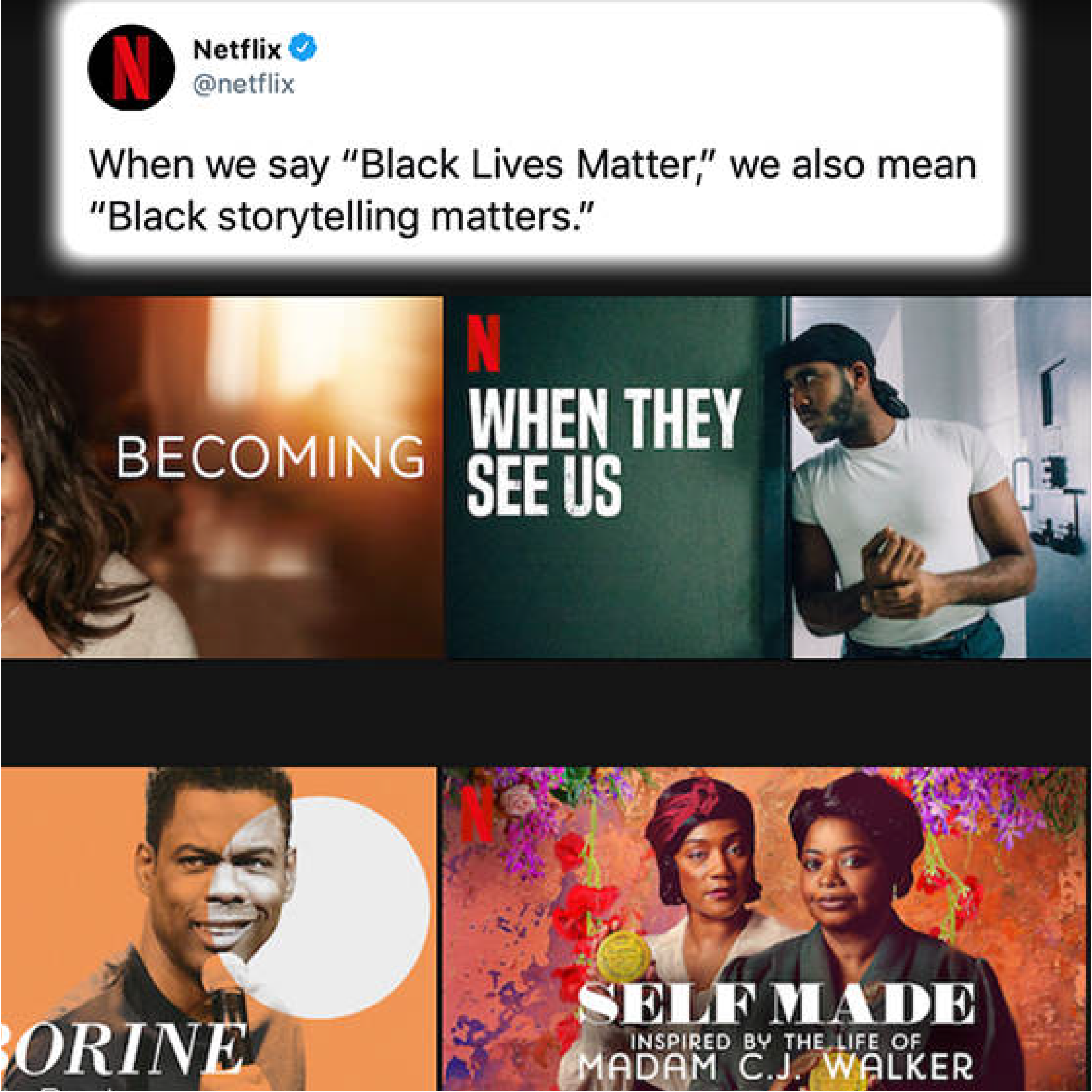 Collage de series de Netflix que celebran historias negras Collage de series de Netflix que celebran historias negras
