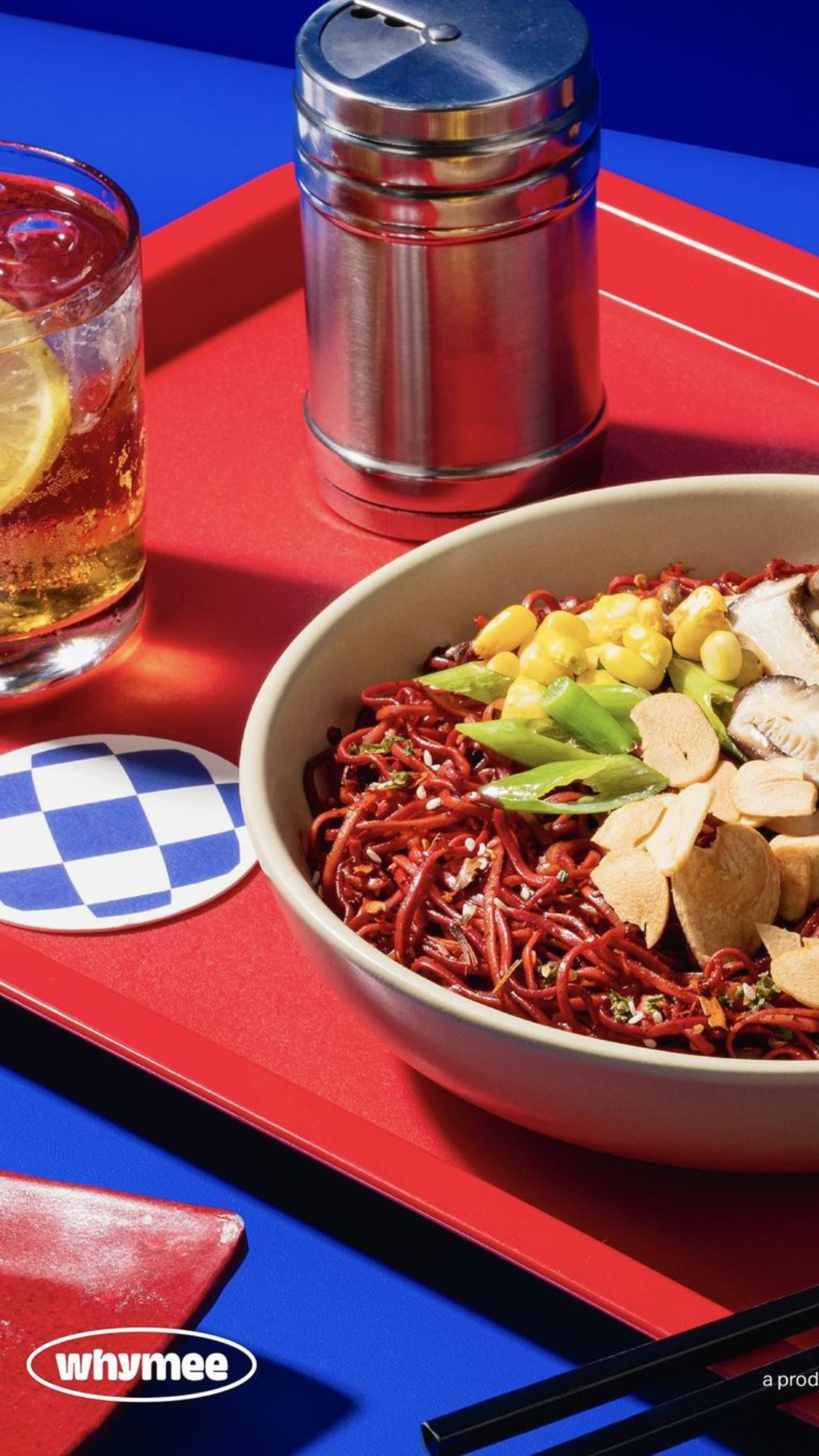 Colorful Fast-Food Presentation with Noodles