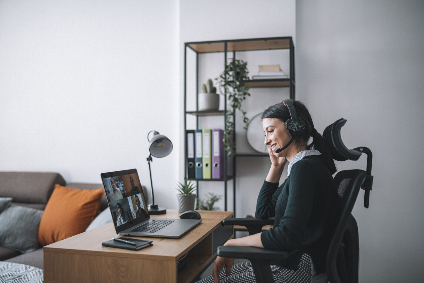 Young woman working from home