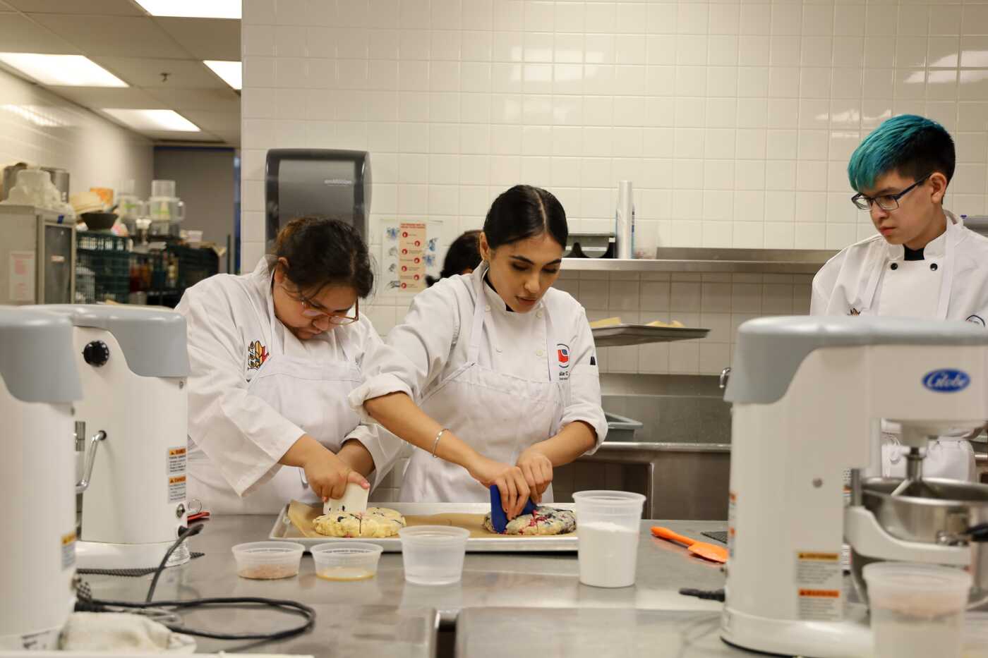 Culinary Students Preparing Dough